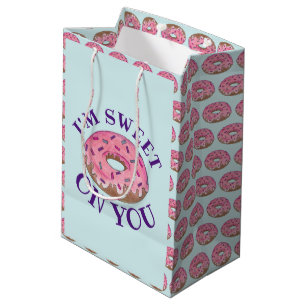 Ich bin süß auf dir pink Donut Doughnut Feinschmec Mittlere Geschenktüte