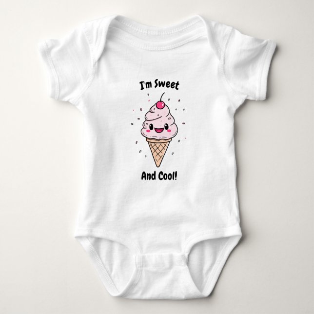 Ich bin süß und Cool!" Niedliches Ice Creme Cone D Baby Strampler (Vorderseite)