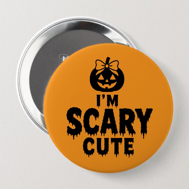 Ich bin süß und lustig Halloween-Kürbiskürbis-Hint Button (Vorne & Hinten)