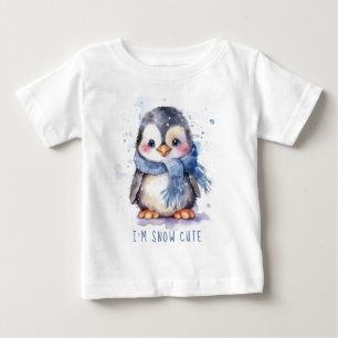 Ich bin süßer Wasserfarben-Winterurlaub-Pinguin  Baby T-shirt