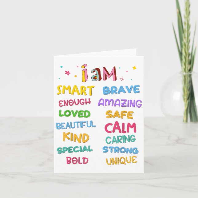 Ich bin tägliche Affirmation Farbige christliche K Karte (Vorderseite)