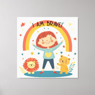 Ich bin tapfer - Kids Affirmation Stretched Leinwa Leinwanddruck