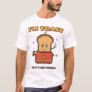 Ich bin Toast Lustiger Müder Toast Retro Cartoon T-Shirt