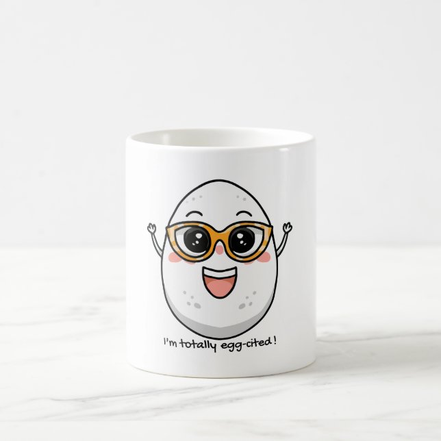Ich bin total eig zitiert fröhliches Ei mit Brille Kaffeetasse (Mittel)