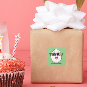 Ich bin total eig zitiert fröhliches Ei mit Brille Quadratischer Aufkleber