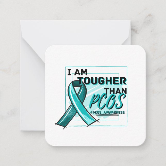 ICH BIN TOUGHER ALS PCOS PCOS AWARENESS Aquamarin  Mitteilungskarte (Vorderseite)