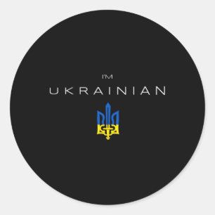 Ich bin Ukrainer - Ich bin aus der Ukraine Tryzub- Runder Aufkleber