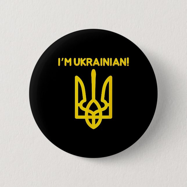 Ich bin ukrainisch Ukraine Wappen Ukrainische Mach Button (Vorderseite)
