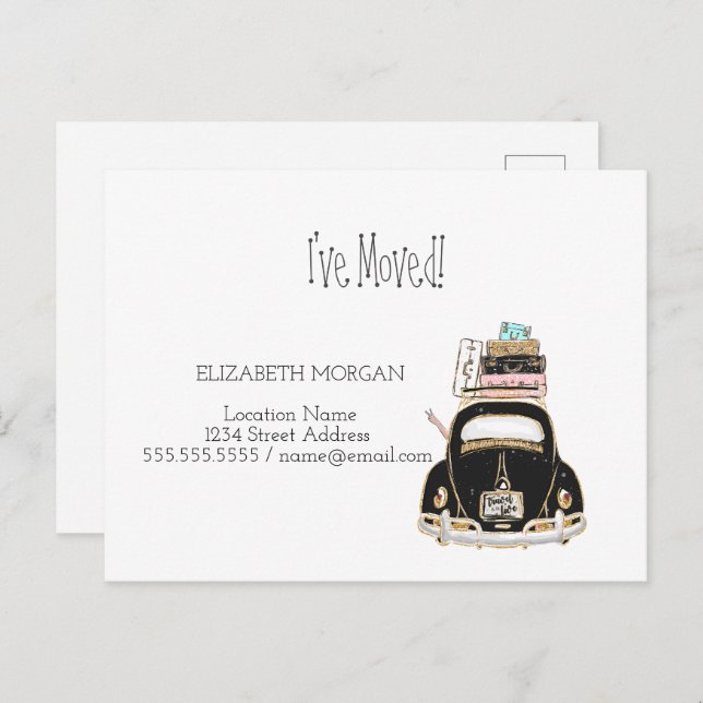Ich bin umgezogen, Auto, Gehäuse neue Adresse Ankündigungspostkarte (Vorne/Hinten)