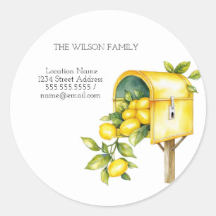 Ich bin umgezogen, Briefkasten Lemons Neue Adresse Runder Aufkleber