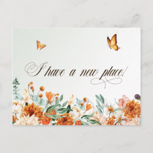 Ich bin umgezogen, Sommerblumen und Schmetterlinge Postkarte