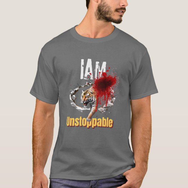 Ich bin unaufhaltsam Tiger Durchbruch Bloody Graph T-Shirt (Vorderseite)