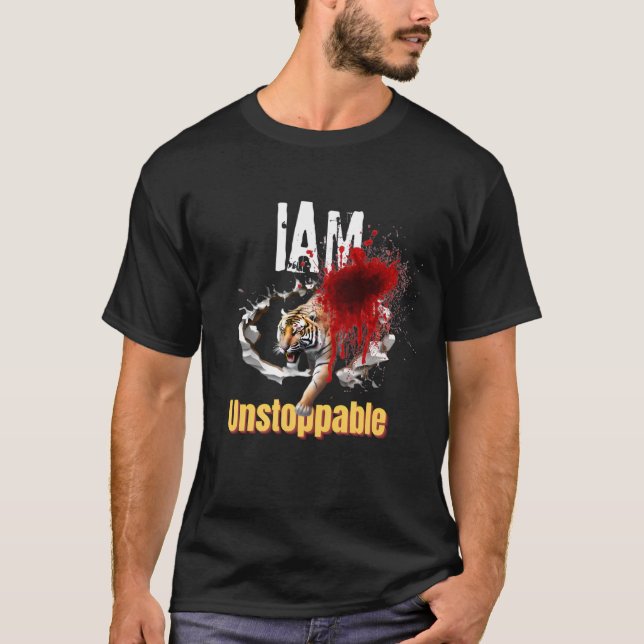 Ich bin unaufhaltsam Tiger Durchbruch Bloody Graph T-Shirt (Vorderseite)