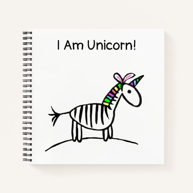 Ich bin Unicorn Zebra Notebook Notizbuch (Vorderseite)