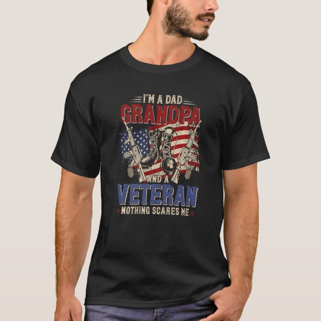 Ich bin Vater Opa und ein Veteran Stolz uns Vetera T-Shirt (Vorderseite)