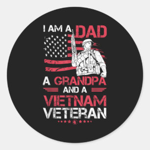 Ich bin Vater, Opa und ein vietnamesischer Veteran Runder Aufkleber
