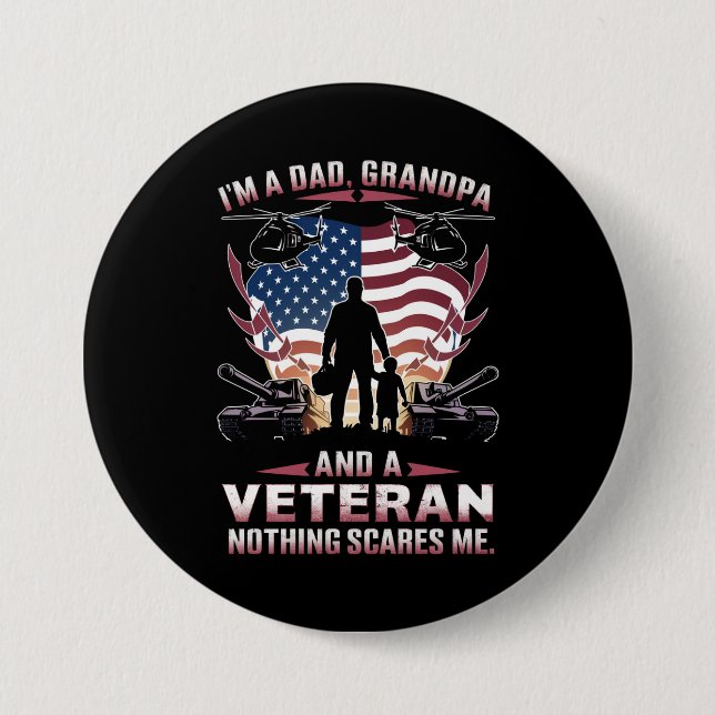 Ich bin Vater Opa und Veteran Veteran Veteran Day  Button (Vorderseite)