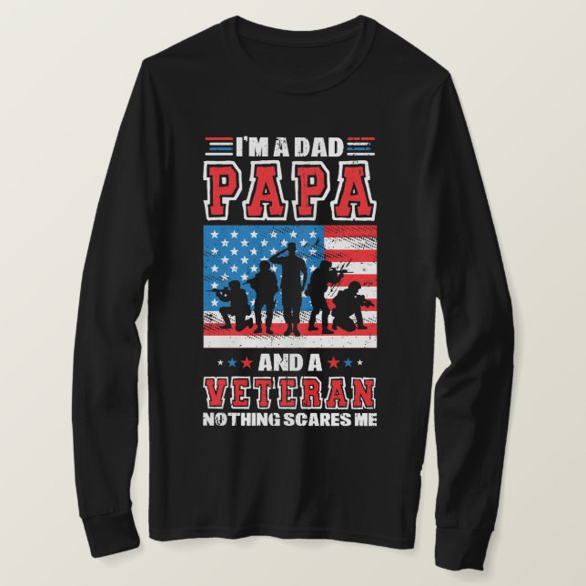 Ich bin Vater Papa und Veteran Nichts kümmert mich T-Shirt (Design vorne)
