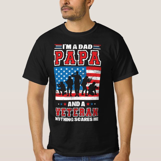 Ich bin Vater Papa und Veteran Nichts kümmert mich T-Shirt (Vorderseite)