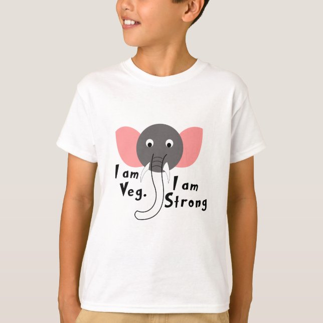 Ich bin Veg Ich bin starke Elefant Animal Boy Kids T-Shirt (Vorderseite)