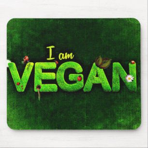 Ich bin Vegan mit einer grasbewachsenen Naturstruk Mousepad
