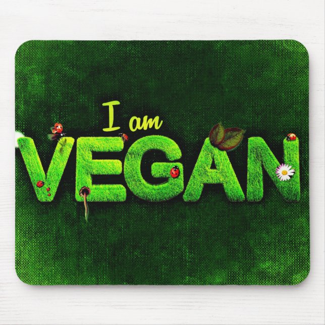 Ich bin Vegan mit einer grasbewachsenen Naturstruk Mousepad (Vorne)
