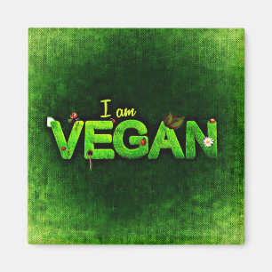 Ich bin Vegan mit einer Grasnatur-Textur geschrieb Magnet