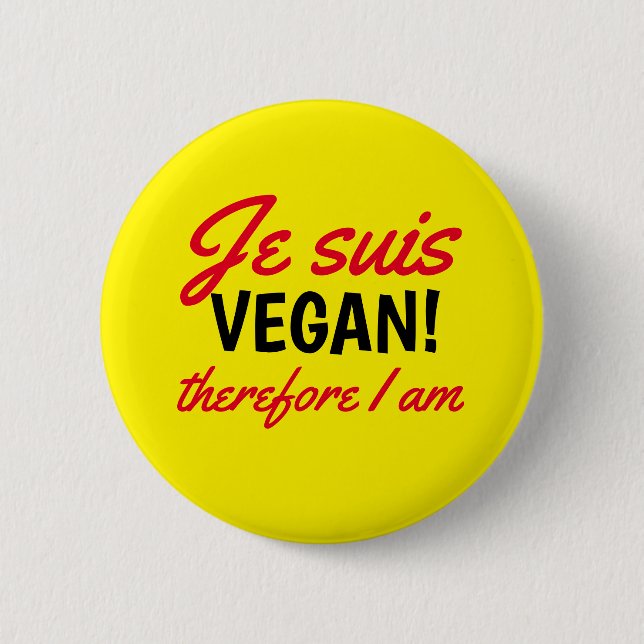 Ich bin Vegan Text Yellow Button (Vorderseite)