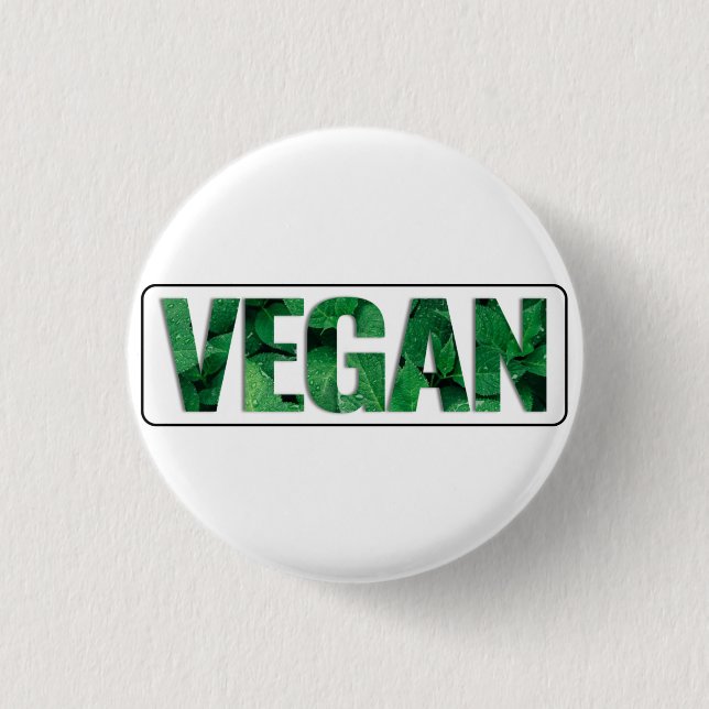 Ich bin Vegan, typografisches Design Button (Vorderseite)