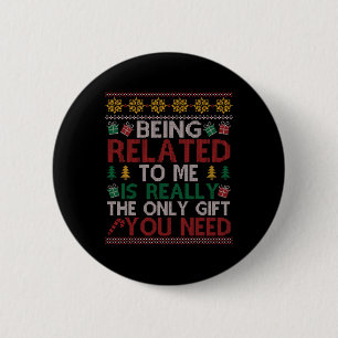 Ich bin verbunden mit meiner lustigen Weihnachtsfa Button