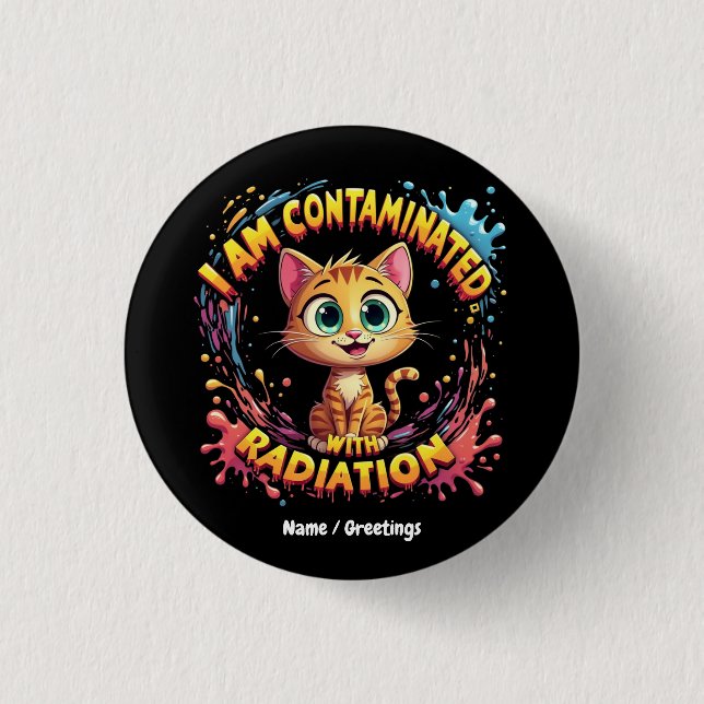 Ich bin verunreinigt mit Strahlung japanischen Cat Button (Vorderseite)