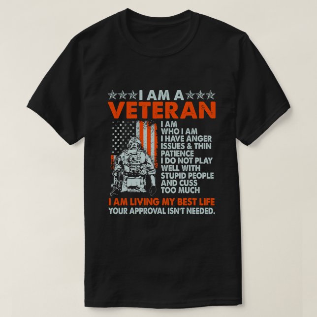 Ich bin Veteran und bin derjenige, der ich bin, un T-Shirt (Design vorne)