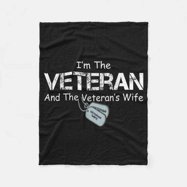Ich bin Veteran und Veteran-Ehefrau Fleecedecke (Vorderseite)