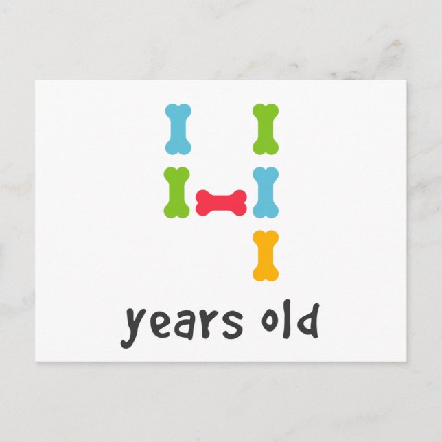 Ich bin vier Jahre alt Postkarte (Vorderseite)