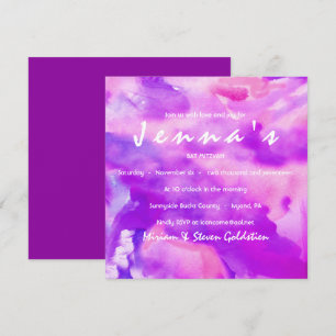 ICH BIN VIOLET WATERCOLOR Bat Mitzvah Einladung