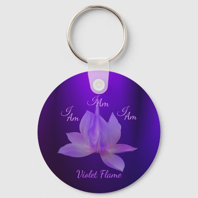 Ich bin Violette Flamme mit Lotus Schlüsselanhänger (Vorderseite)