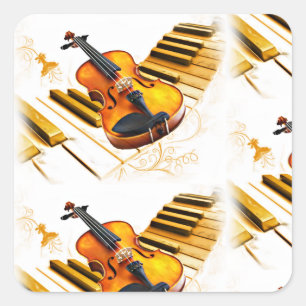 Ich bin Violin-I Am Music_ Quadratischer Aufkleber