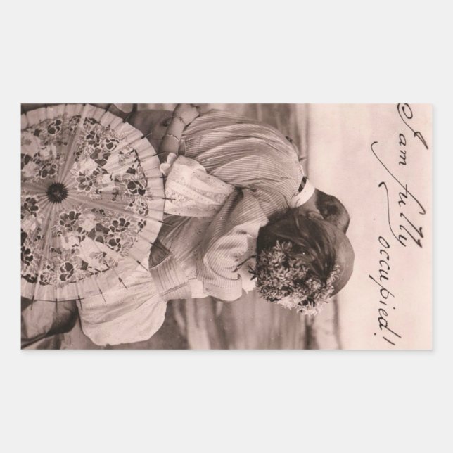 "Ich bin voll beschäftigt!" Vintager romantischer  Rechteckiger Aufkleber (Vorderseite)