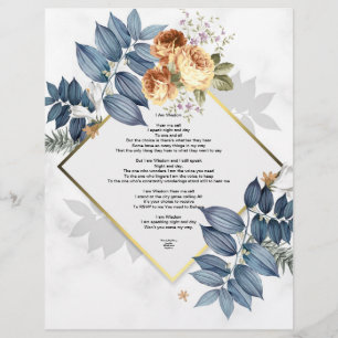 Ich bin Weisheit Gedicht Linen Papier Blumendesign