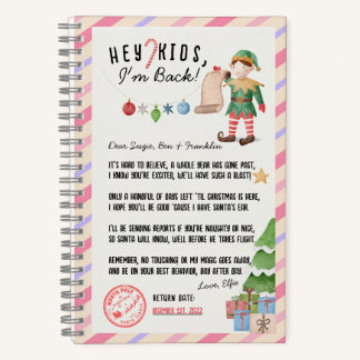 Ich bin wieder da! Weihnachts-Elf-Rücksendeprotoko Notizbuch