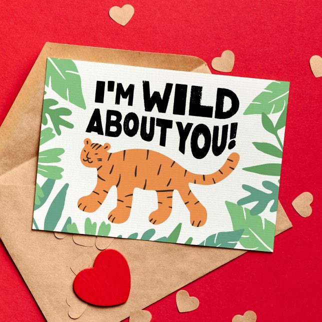 Ich bin wild über dich Jungs Klassenzimmer Valenti Karte (Wild About You - Valentines Day Classroom Card for Kids)
