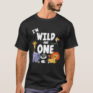 Ich bin wild und 1 Zoo Thema Geburtstag Jungle Saf T-Shirt