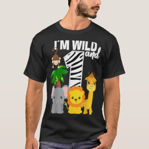 Ich bin Wild und 1 Zoo Thema Geburtstag Safari Jun T-Shirt
