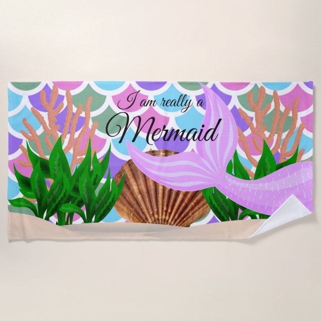 Ich bin wirklich ein Meerjungfrau 🧜 ‍ ♀️ im Ozean Strandtuch (Vorderseite)