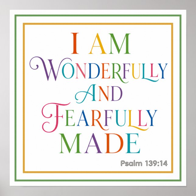 Ich bin wunderbar gemacht und furchtbar Psalm 139, Poster (Vorne)
