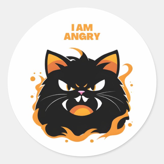 Ich bin wütend! KATZE. Runder Aufkleber (Vorderseite)