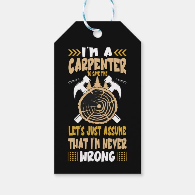 Ich bin Zimmermann Geschenkanhänger (Vorderseite)