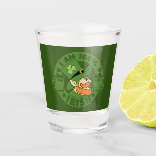Ich bin zu 100 % Irish Shot Glass Schnapsglas (Vorderseite)