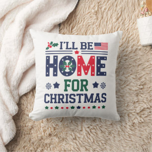 Ich bin zu Weihnachten Zuhause   Festes Kissen