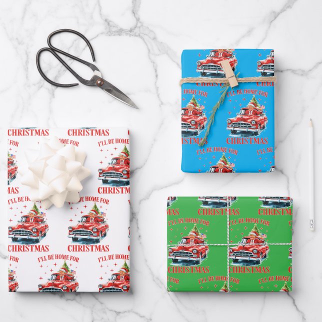 Ich bin zu Weihnachten Zuhause Geschenkpapier Set (Vorderseite)